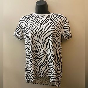 Zara ZEBRA PRINT Cotton T-shirt, M. Winter Sale